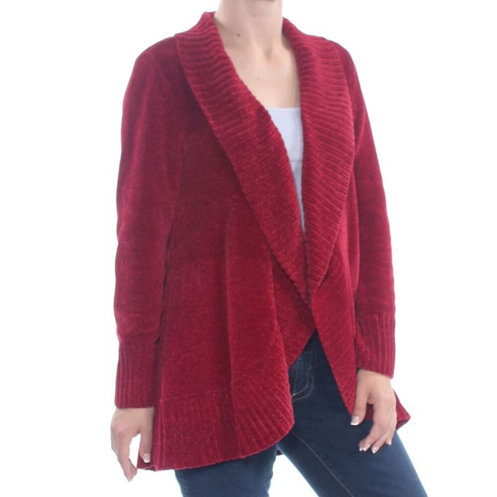 NWT S & CO Womens Red Heather Long Sleeve V Neck Wrap Sweater S